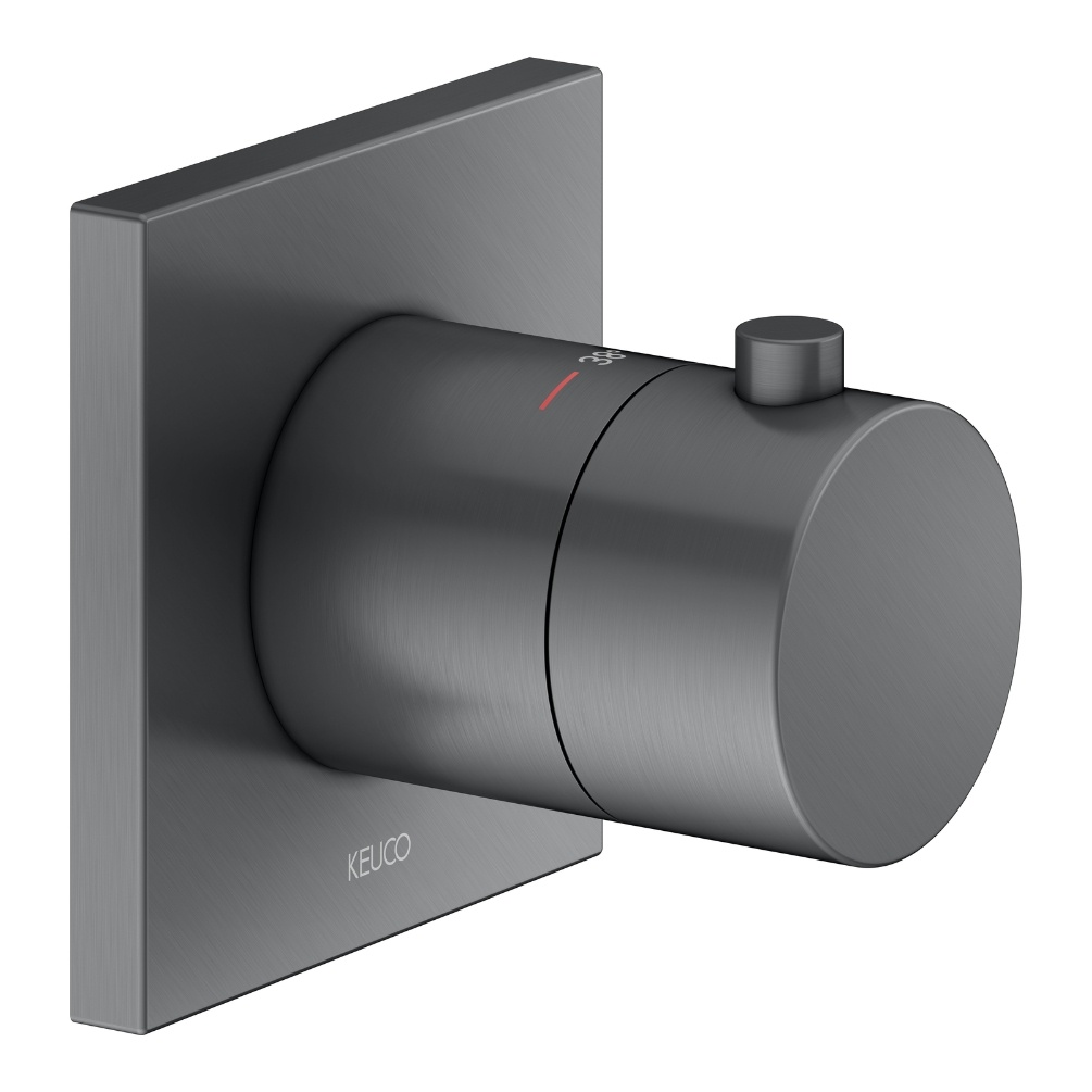 Product Cut out image of the Keuco IXMO Brushed Black Chrome Square Thermostatic Mixer 59553 130002